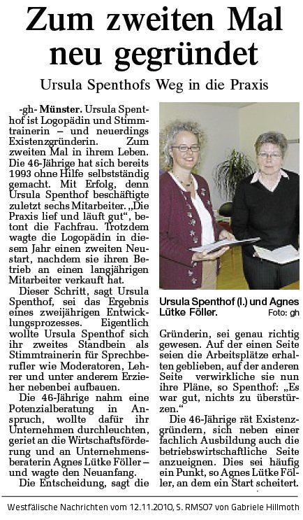 Westfälische Nachrichten vom 12.11.2010